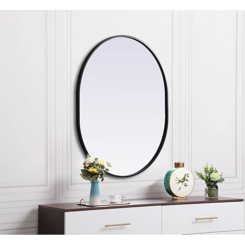Indigo Home Metal Frame Oval Mirror 30x36 Inch
