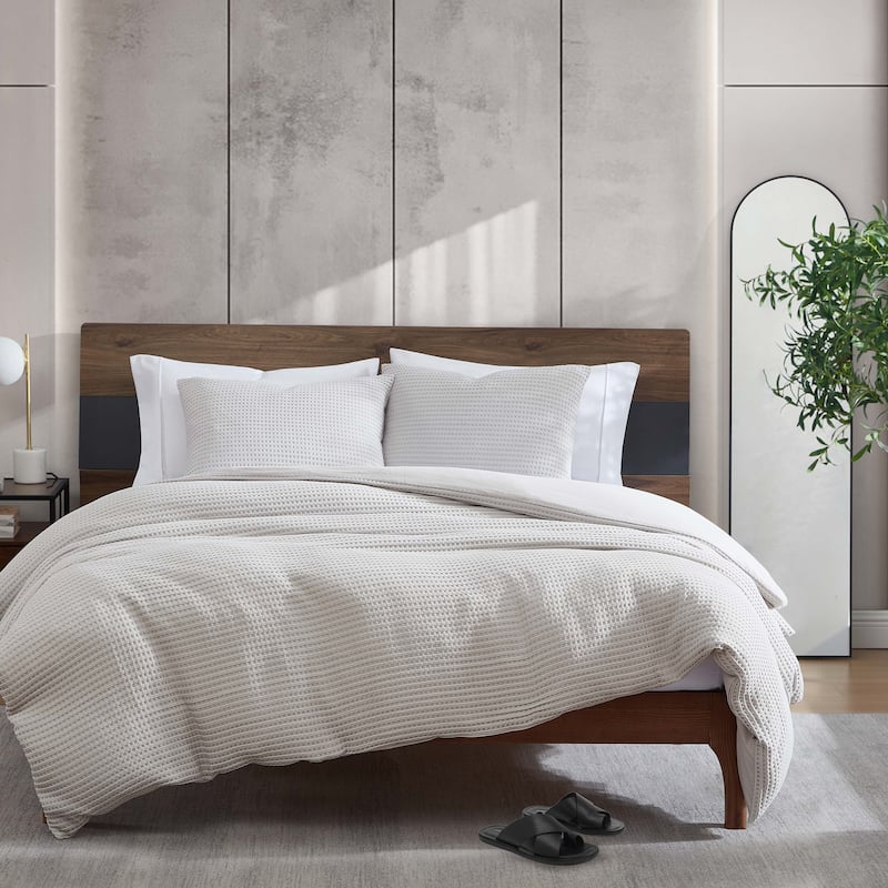 Kenneth Cole Solid Waffle Duvet Cover Set