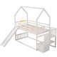 preview thumbnail 30 of 28, Twin House Bunk Bed with Convertible Slide & Storage Staircase, Grey