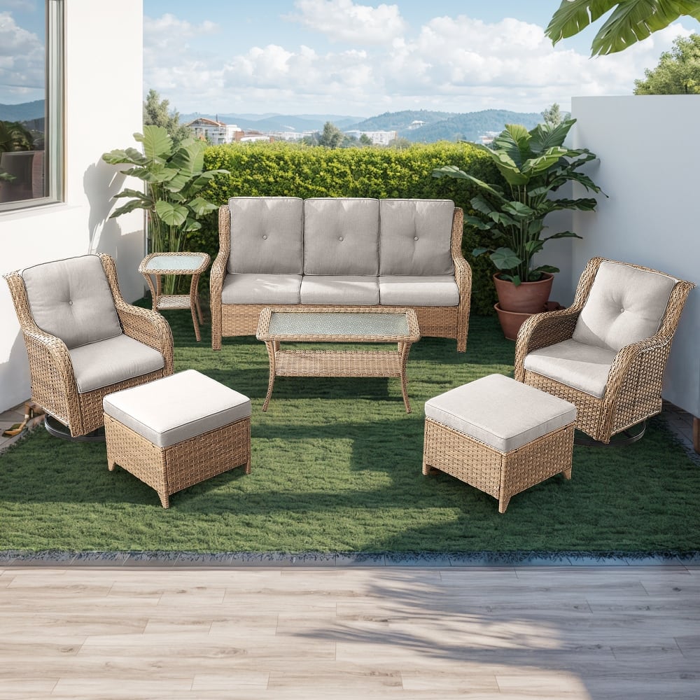 Gymojoy 7 Piece Outdoor Sofa Swivel Rocker Chairs Set