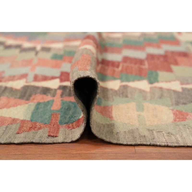 Hand Woven Oriental 100% Wool Carpet Southwestern Tribal Multi-Colored Kilim Area Rug - 10' 4'' X 6' 3''