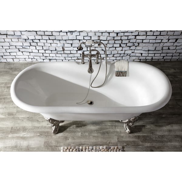 Kingston Brass Aqua Eden 72Inch Cast Iron Double Ended Clawfoot Tub with 7Inch Faucet