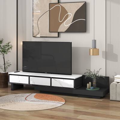 TV Stand White Media Console with 3-Drawer