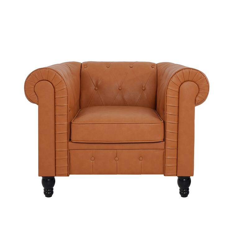 Everett Chesterfield Accent Chair - Luxurious Mid-Century Modern Comfort, Elegance & Serenity for Cozy Living Rooms
