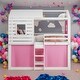 preview thumbnail 1 of 36, Twin over Twin Size House Bunk Bed With Tent And Under Bed Space for Bedroom Pink