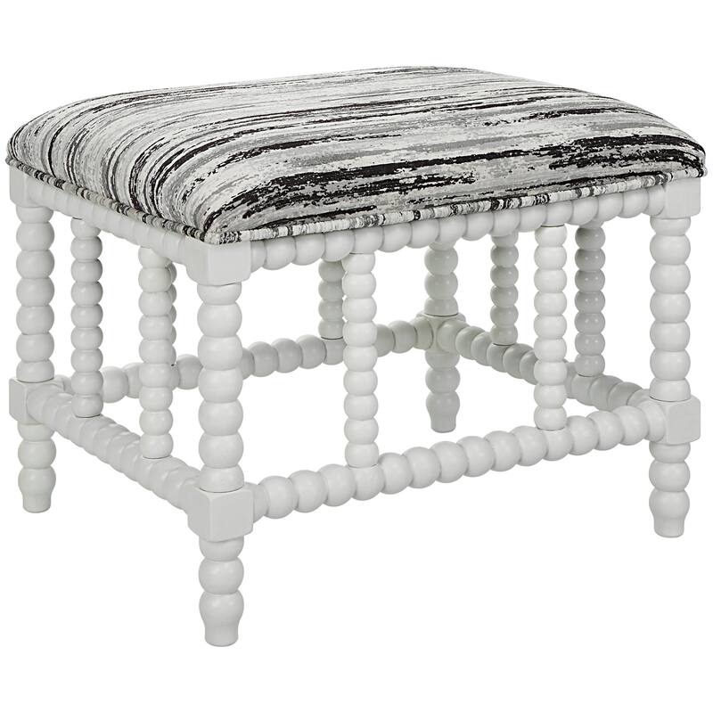 Small Upholstered Bench with Turned Base - 22.5" - White