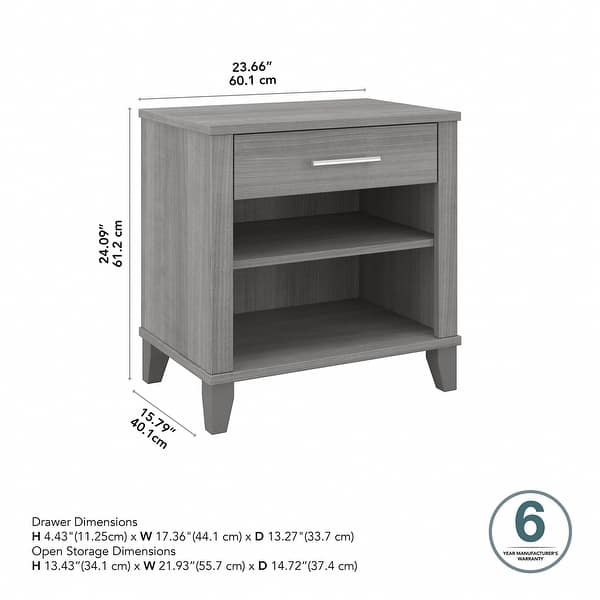 dimension image slide 3 of 4, Transitional Grey Ash Nightstand