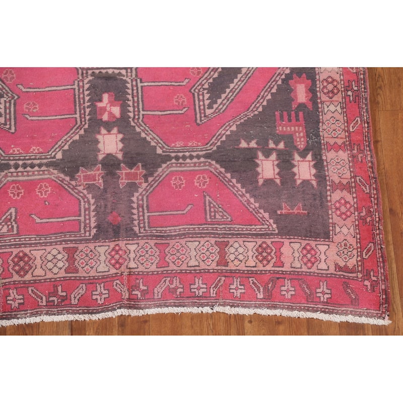 Over-Dyed Meshkin Persian Vintage Area Rug Handmade Wool Carpet - 5'2"x 9'4"
