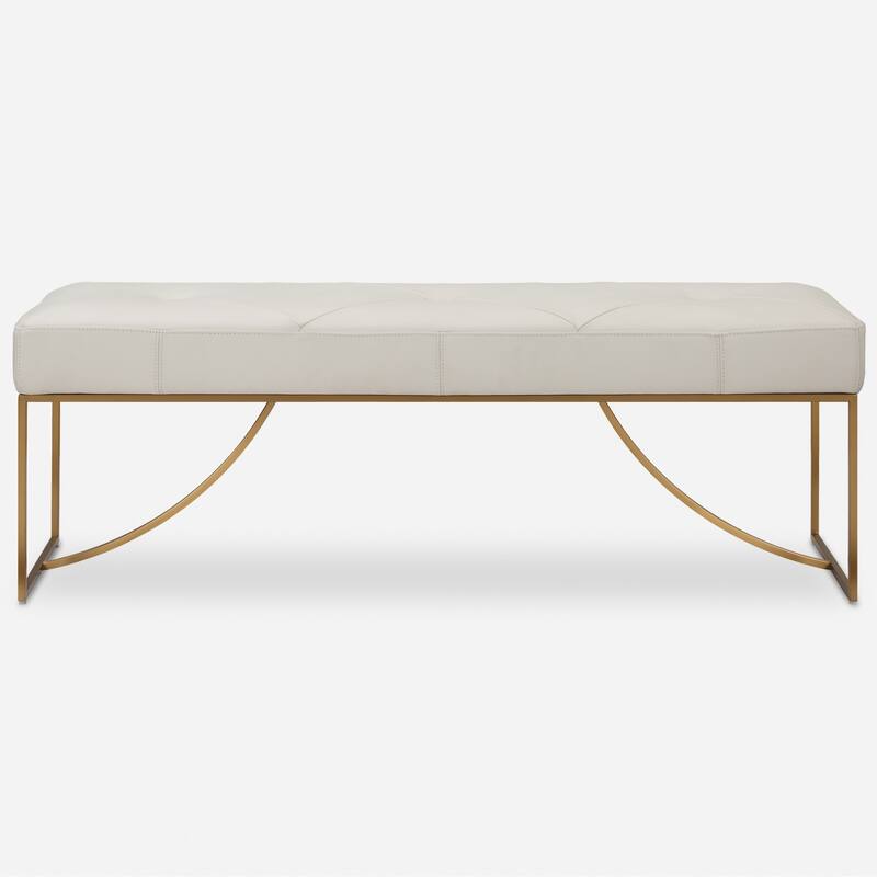 Uttermost 23843 Swale 53" Wide Stainless Steel Framed Leather Bench - Ivory