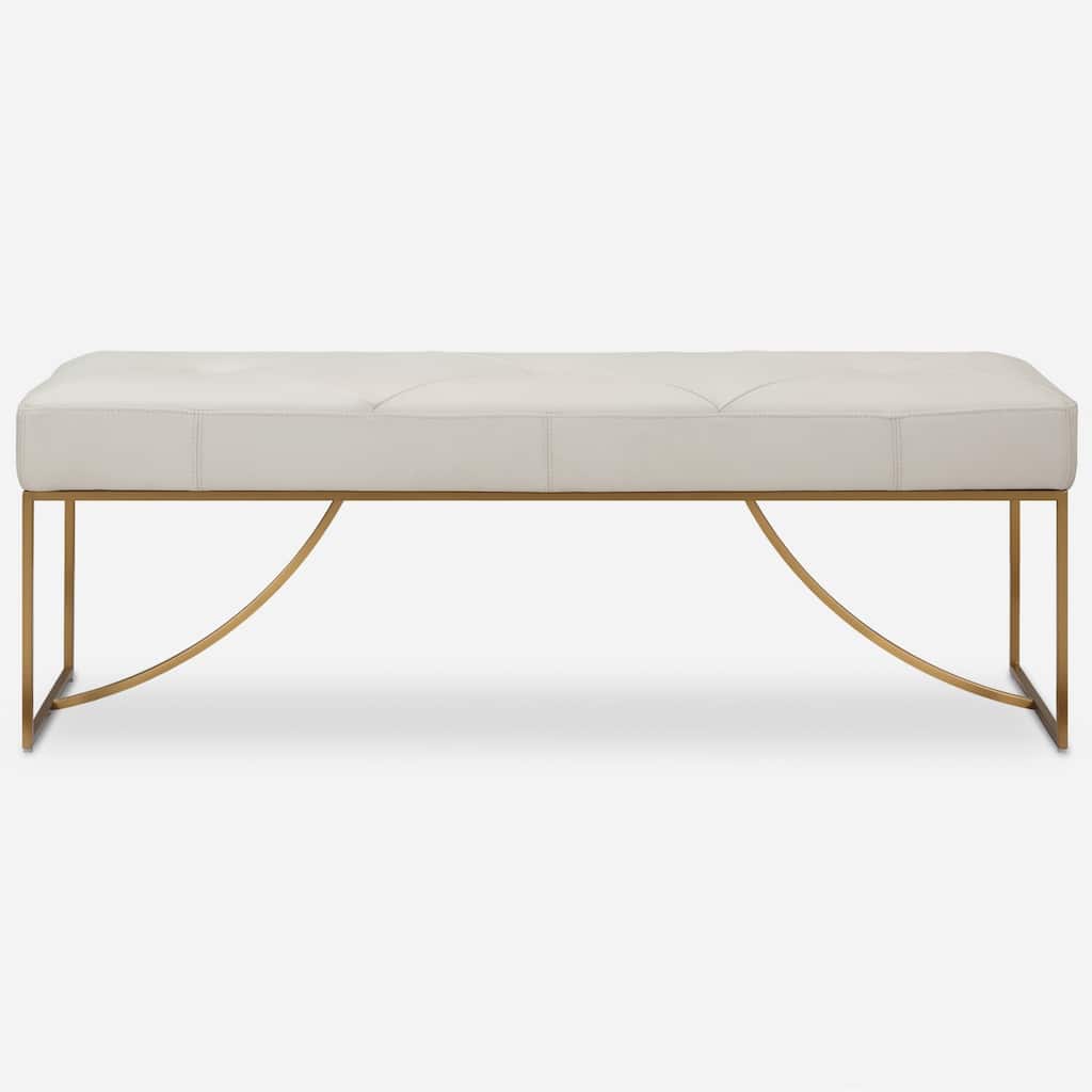 Uttermost 23843 Swale 53" Wide Stainless Steel Framed Leather Bench