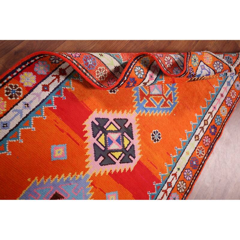 Orange Anatolian Turkish Vintage Runner Rug Handmade Silk Carpet - 2'10"x 13'0"