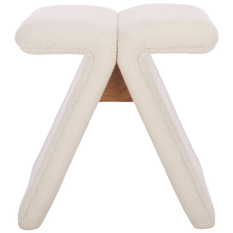 SAFAVIEH Couture Tessabella Teddy Fabric Ottoman - Beige