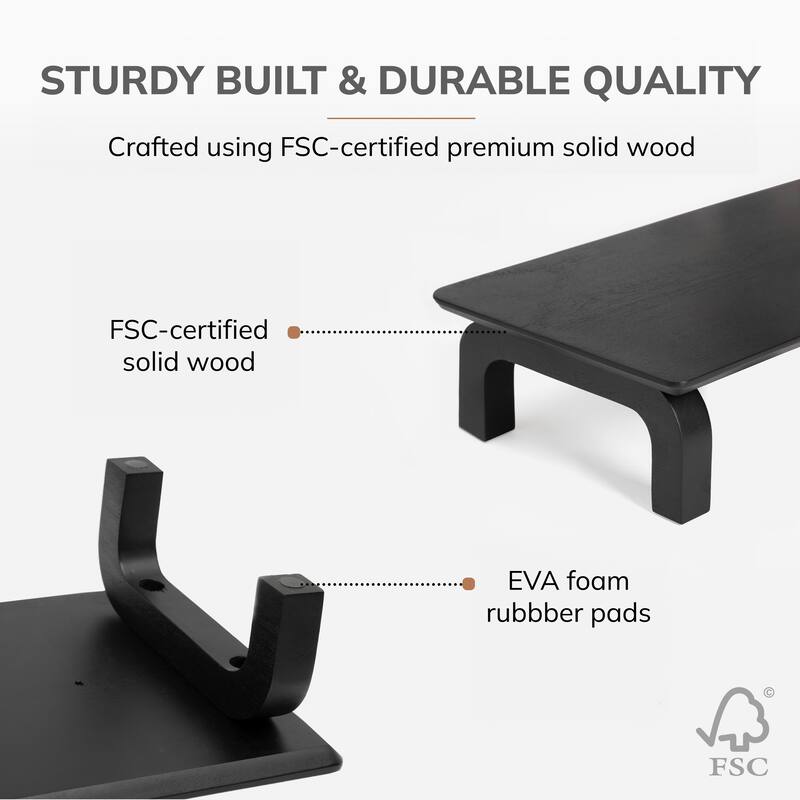 Jani Wood Monitor Stand Riser Desk - Ergonomic Design Stand, Desktop Organizer Table for Home, Office Workspace, Gaming Desk