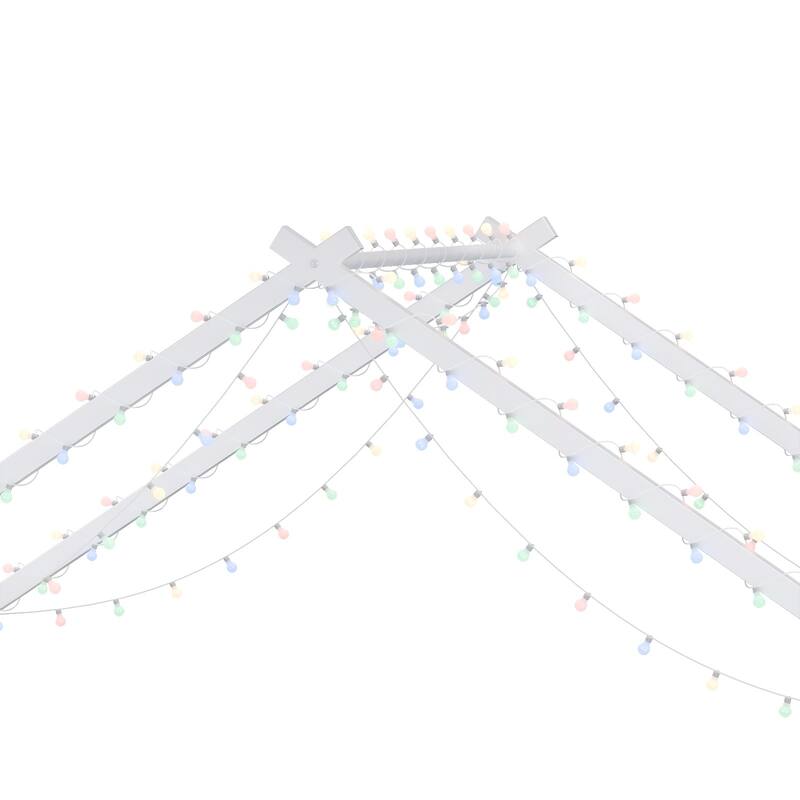 Twin Size LED Roof-Shaped Iron Bed Frame for Kids, White, 78.5x40.9x58.4 Inches