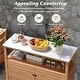 preview thumbnail 10 of 9, Costway Patio Wood Storage Cabinet with Marble-Like Countertop, Open - See Details