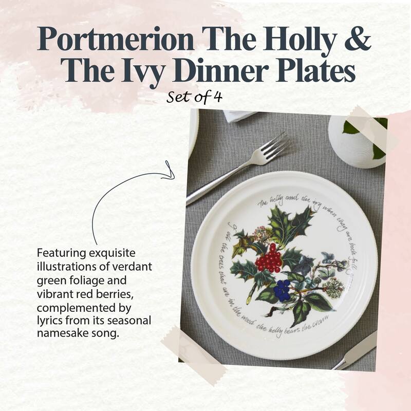 Portmeirion Christmas The Holly and Ivy Set of 4 Plates