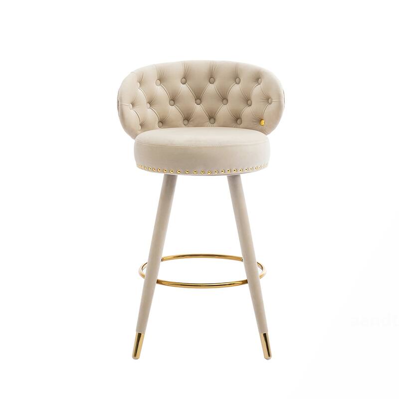 2PCS Counter Height Bar Stools With Solid Wood Legs