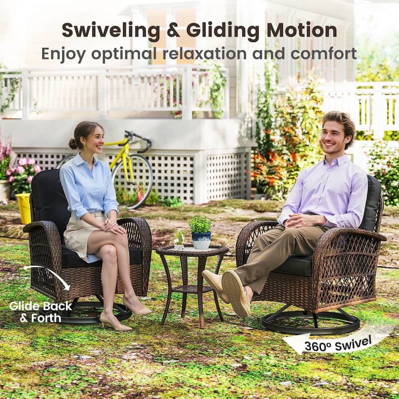 Costway 3 PCS Patio Swivel Rocker Set Gliding Bistro Furniture Set - See Details