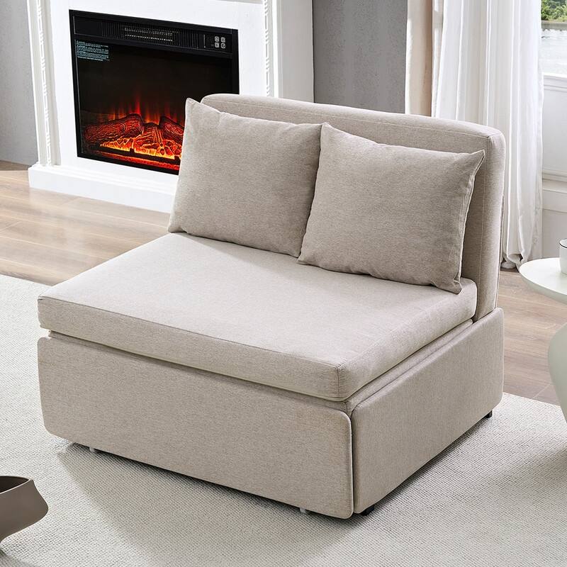 Mixoy Full/Queen Size Sofa Bed,2 in 1 Convertible Linen 1-Seater/Loveseat Sleeper Sofa Couch with Cushions
