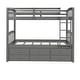preview thumbnail 4 of 7, Wooden Twin over Twin Bunk Bed with Trundle and Drawers, Grey