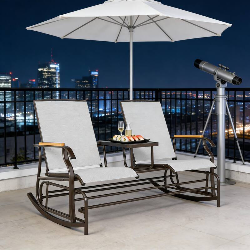 GDFStudio - Larsen Nordic Outdoor Glider Bench with Relaxed Two-Person Comfort Design - Glider Bench