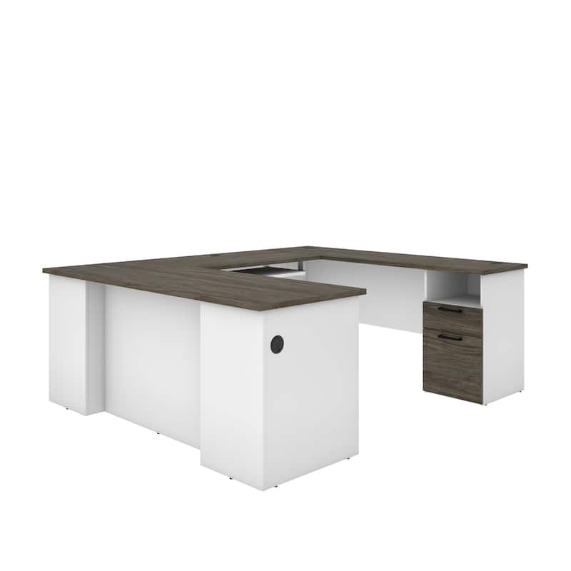 Bestar Norma 71W U-Shaped Desk with Drawers and Keyboard Tray