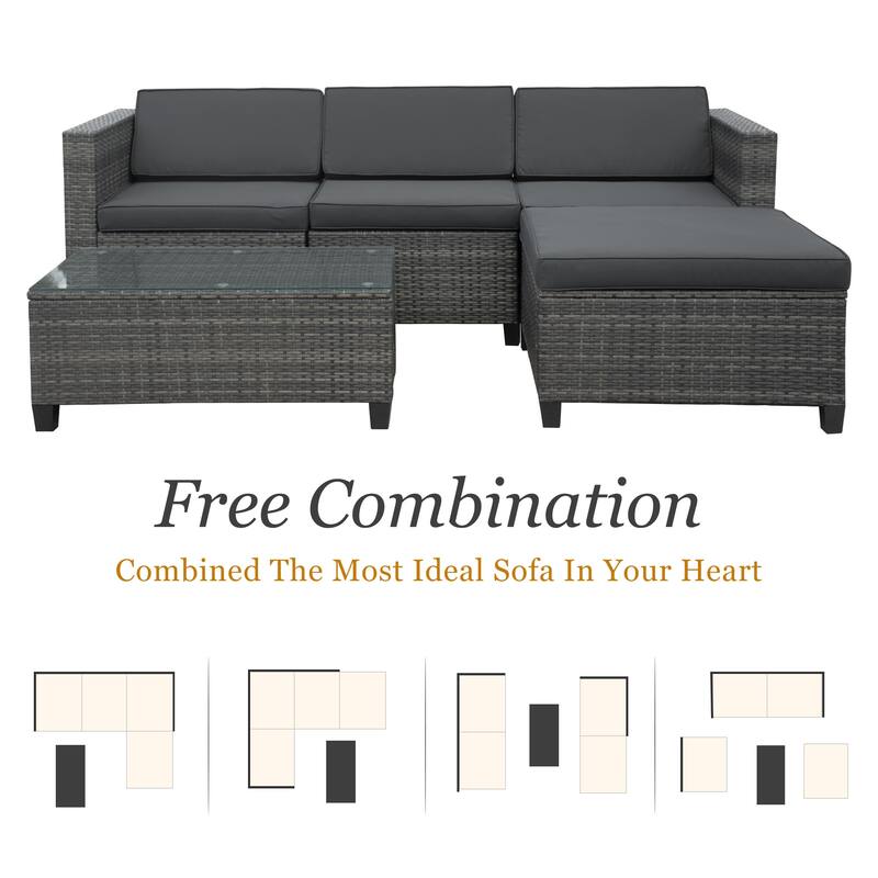 Royalcraft 5 Pieces Wicker Outdoor Sectional Sofa Sets