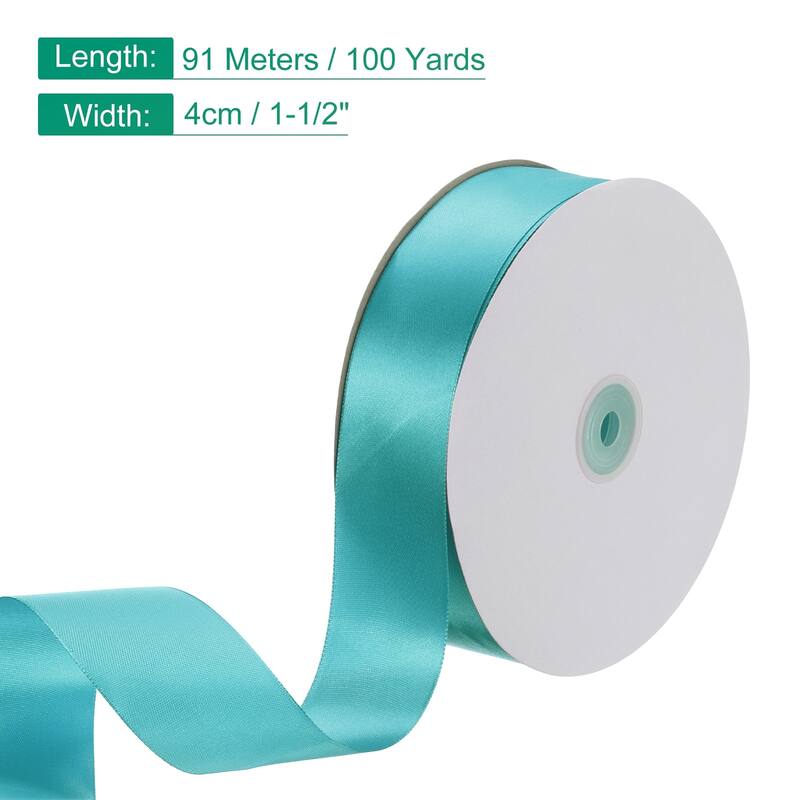 Satin Ribbon, 100 Yards Single Face Polyester Satin Ribbon - Peacock Blue - 1-1/2 Inch