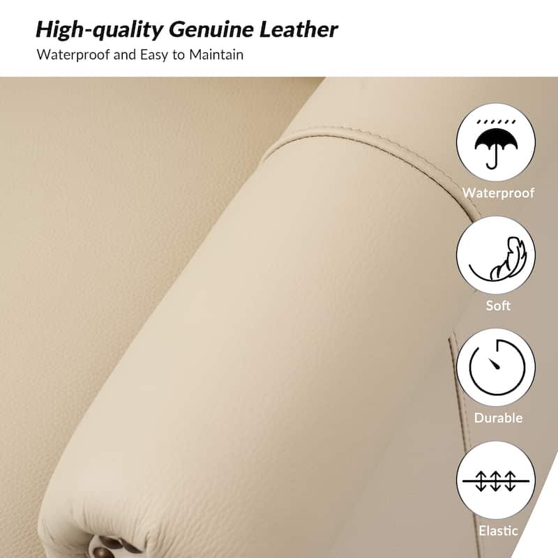 Gerhard Genuine Leather Armchair with Nailhead Trims and Removable Cushion by HULALA HOME