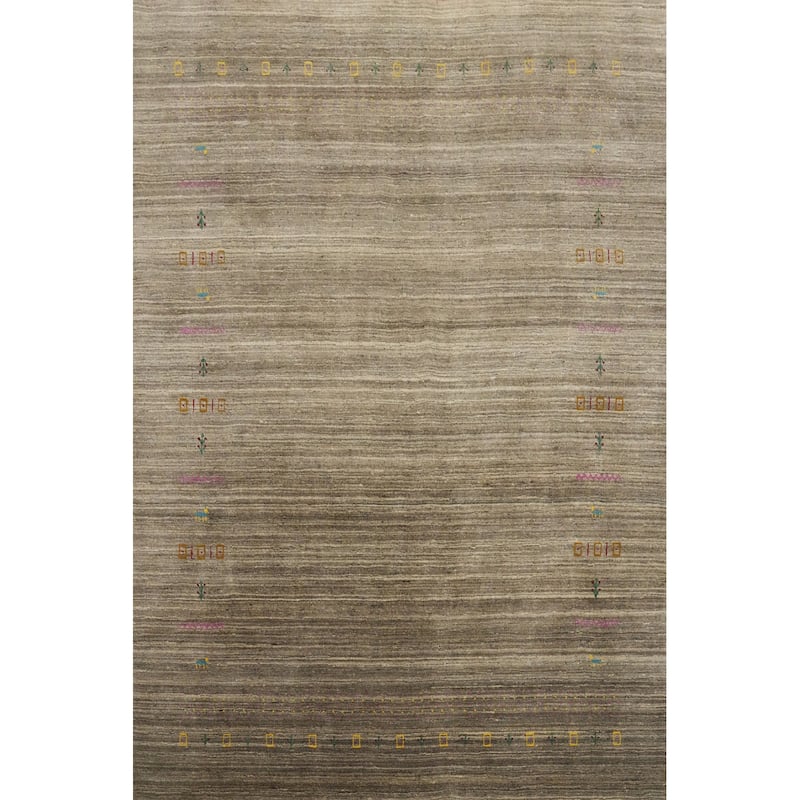 Hand Knotted Oriental 100% Wool Carpet Tribal Animal Pictorial Brown Gabbeh Area Rug - 8' 2'' X 6' 7''