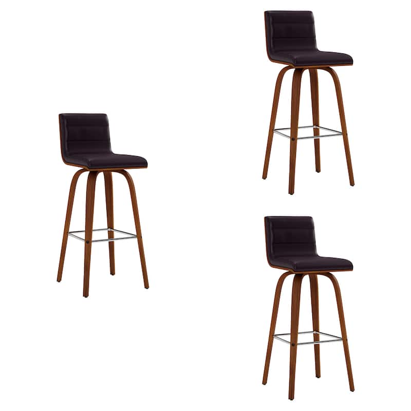 Skara Swivel Bar Stool, Upholstered Bar Height Chair with Bentwood Frame