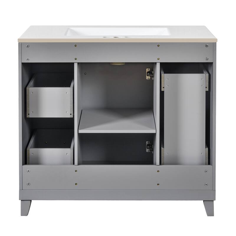 Bathroom Vanity with Sink, Vanity Set with Double-Layer & Standard Drawers, Bathroom Storage Cabinet with Adjustable Shelf