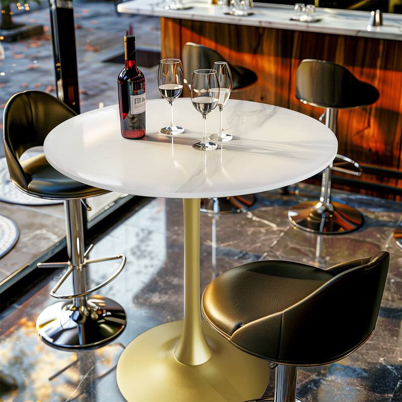 Kitchen Dining Table Marble Tabletop Round Modern Sintered Stone Bar Bistro Table