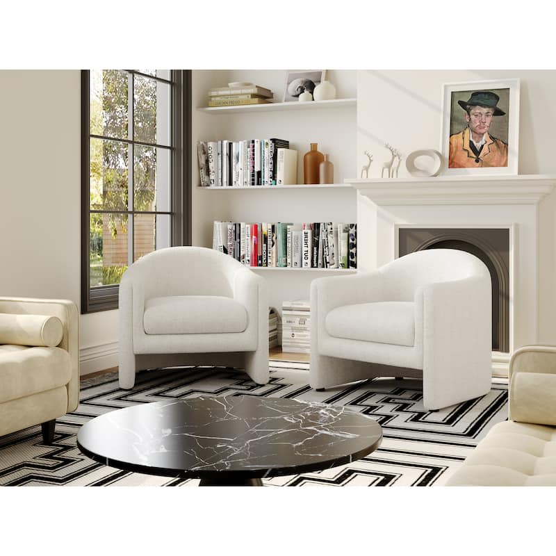 2 Set Modern Upholstered Barrel Accent Chair