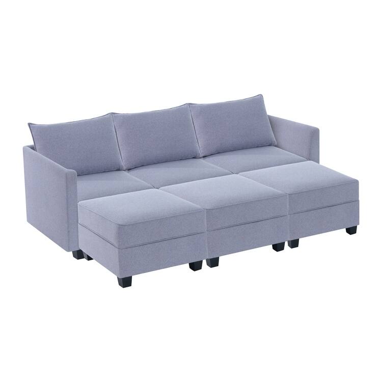 Modern DIY Convertible Modular Sectional Sofa Collection with Loveseat, Sofa, and Ottomans