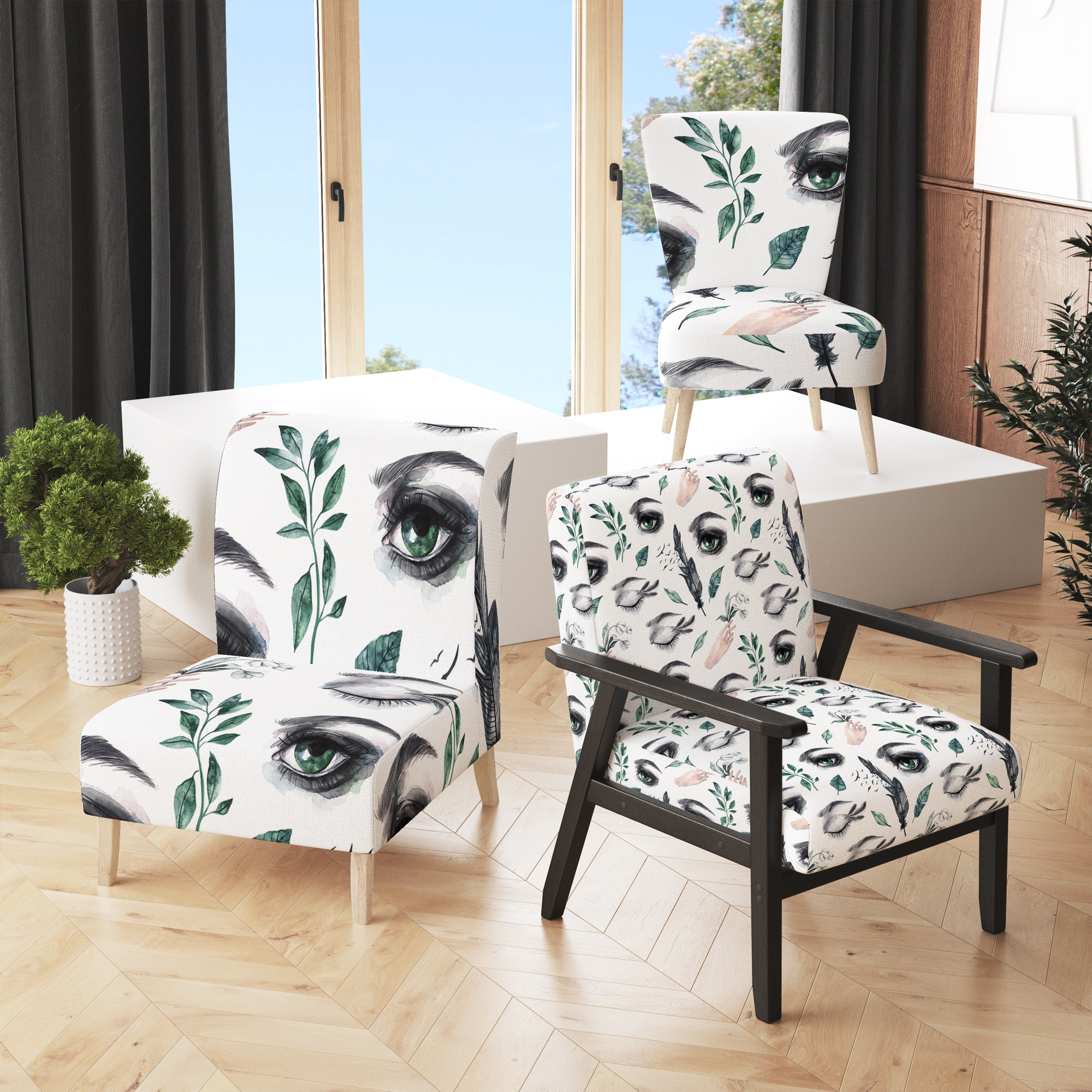 Leaf print chair store
