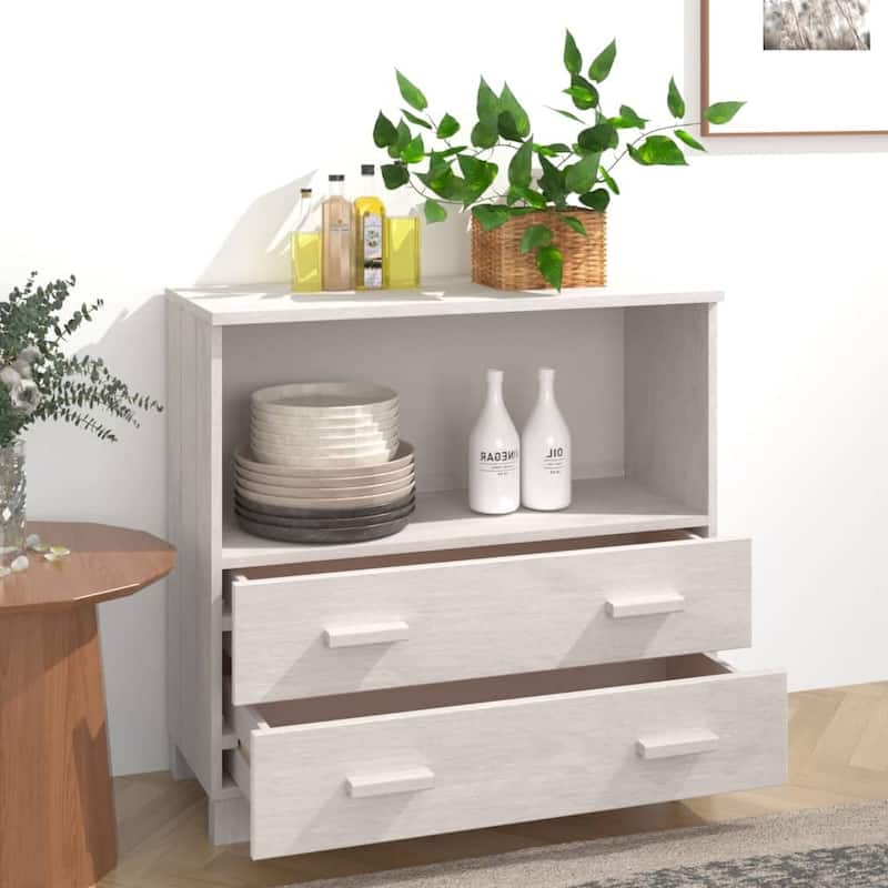 vidaXL Sideboard Buffet Console Cabinet for Bedroom HAMAR Solid Wood Pine - 33.5"x13.8"x31.5"