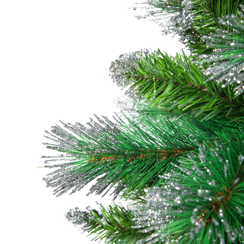 Two-Tone Spruce Pine Glitter Tip Medium Artificial Christmas Tree - 6' - Unlit - 6 Foot