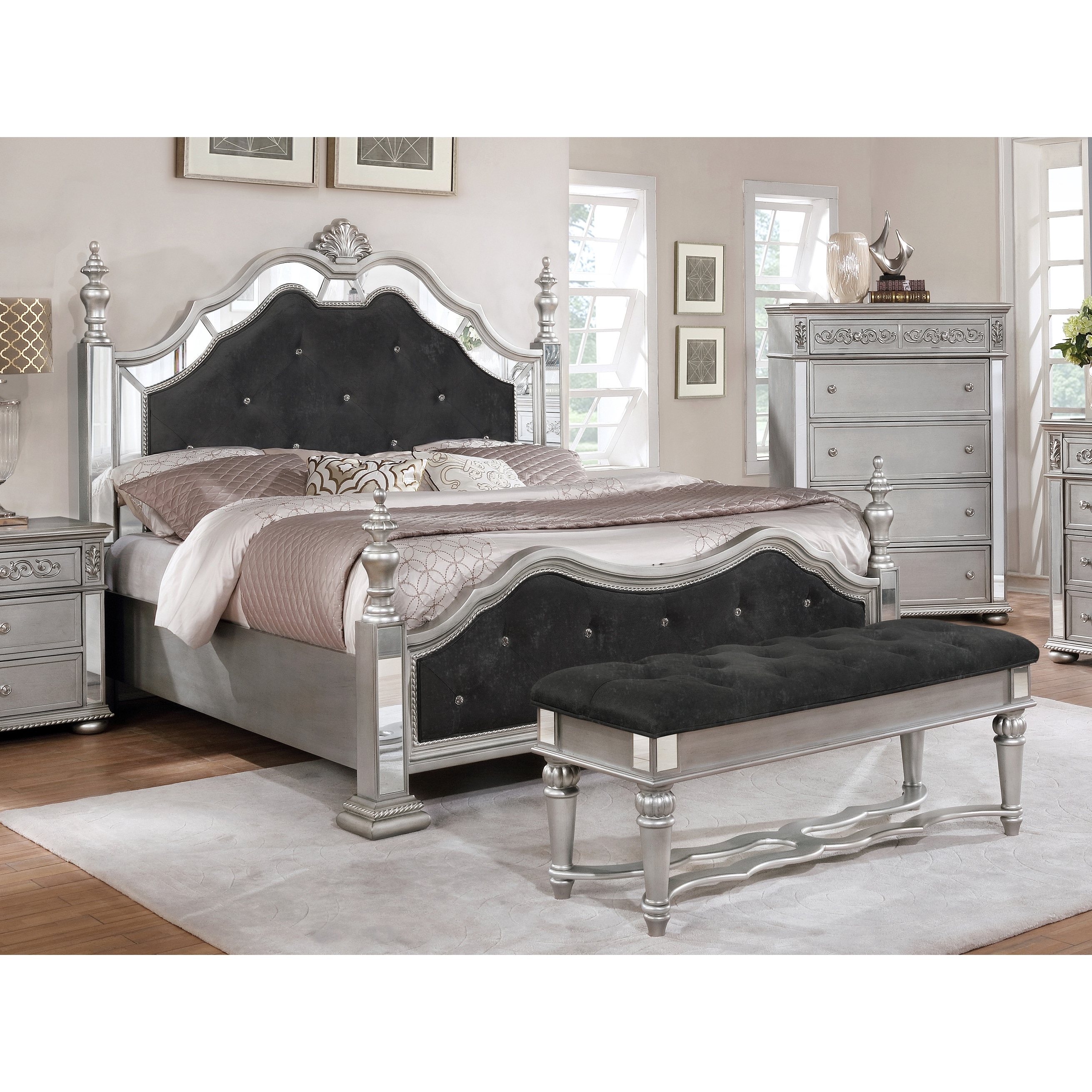 Silver 2025 bed bench