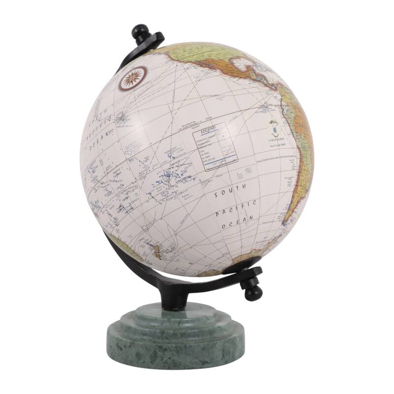 Marble Resin Globe Modern Contemporary - 9" Green/Black - 9.0"