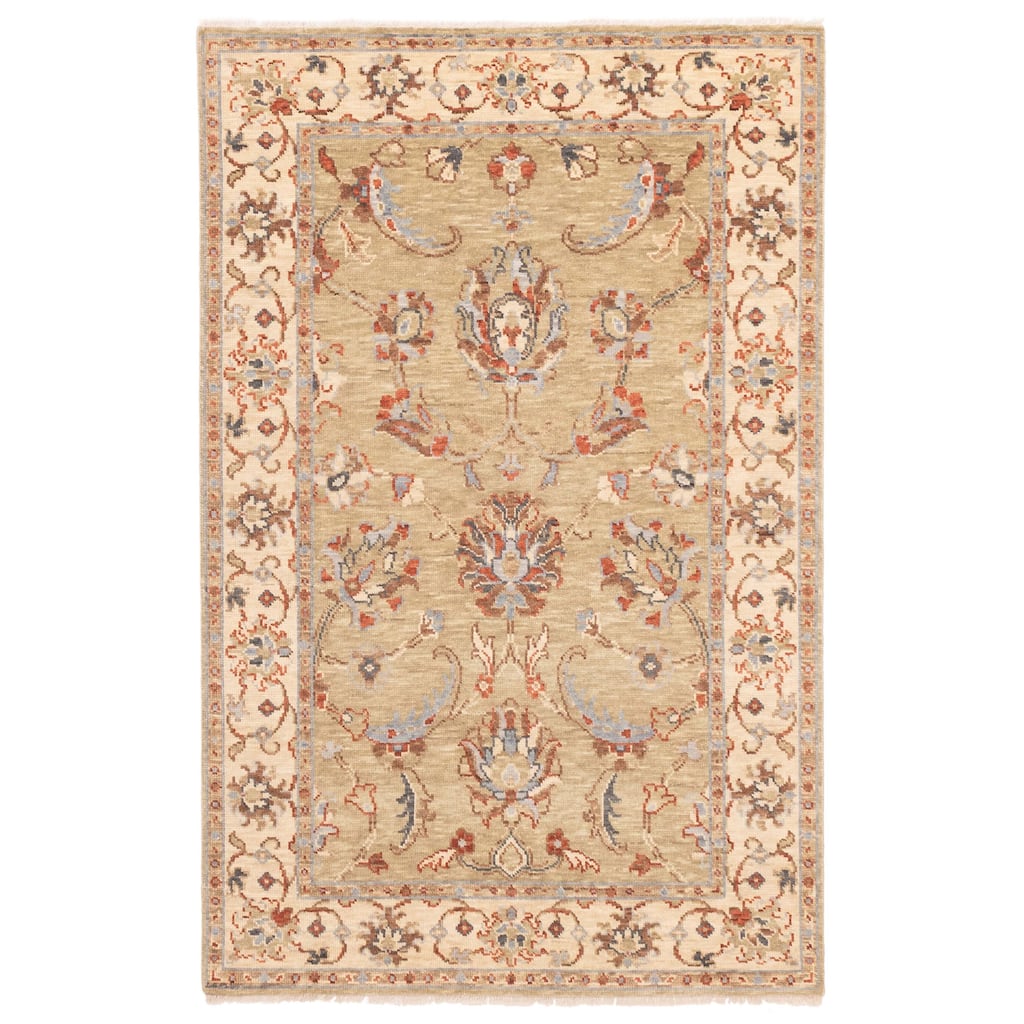 ECARPETGALLERY Hand-knotted Modern Oushak Olive Wool Rug - 5'2 x 7'10