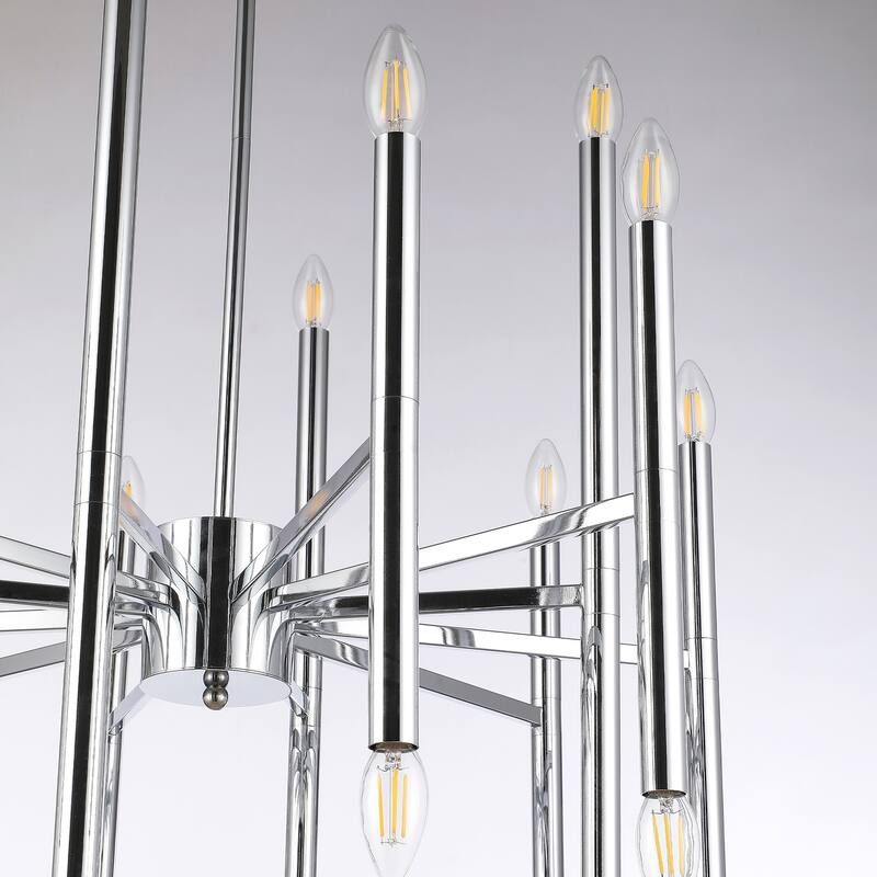 24-Light Modern Sputnik Chandelier in Chrome Finish - N/A