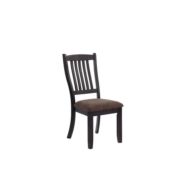 Slat Back Dining Chairs Black Finish Upholstered Seat