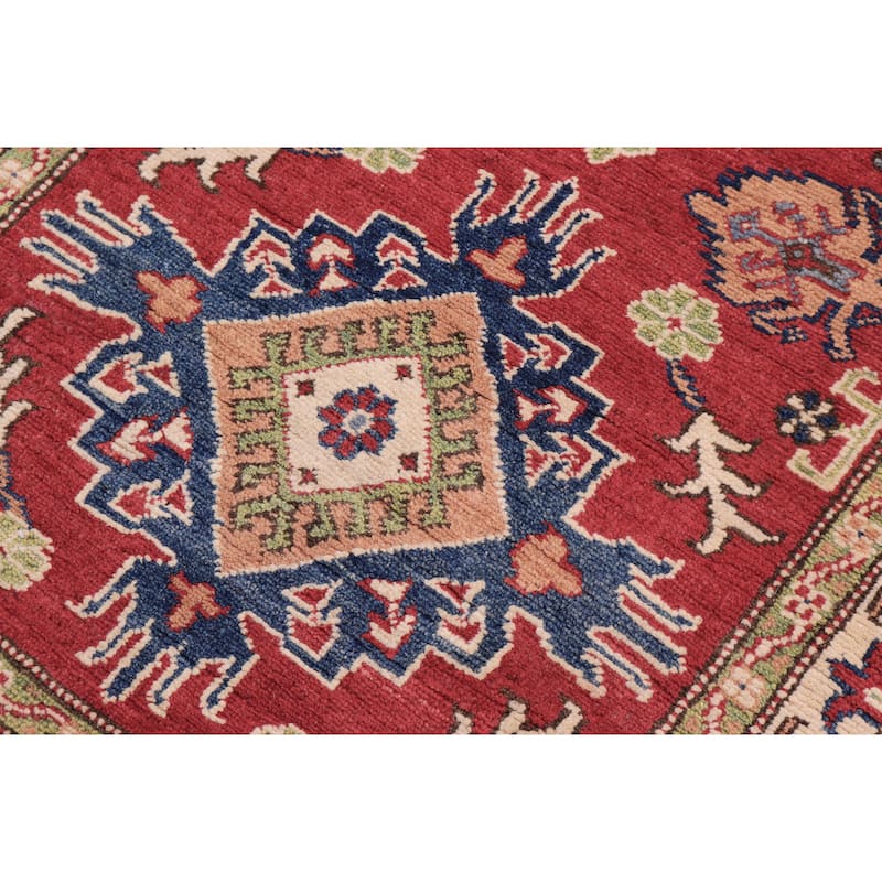 Southwestern Kazak Trey Red/Beige Wool Runner - 2'11'' x 9'6''