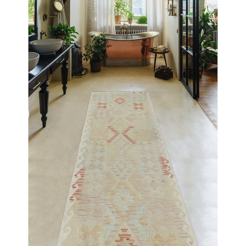 Sun Faded Flatweave Meltem Rust/Ivory Runner - 2'7" x 9'11"