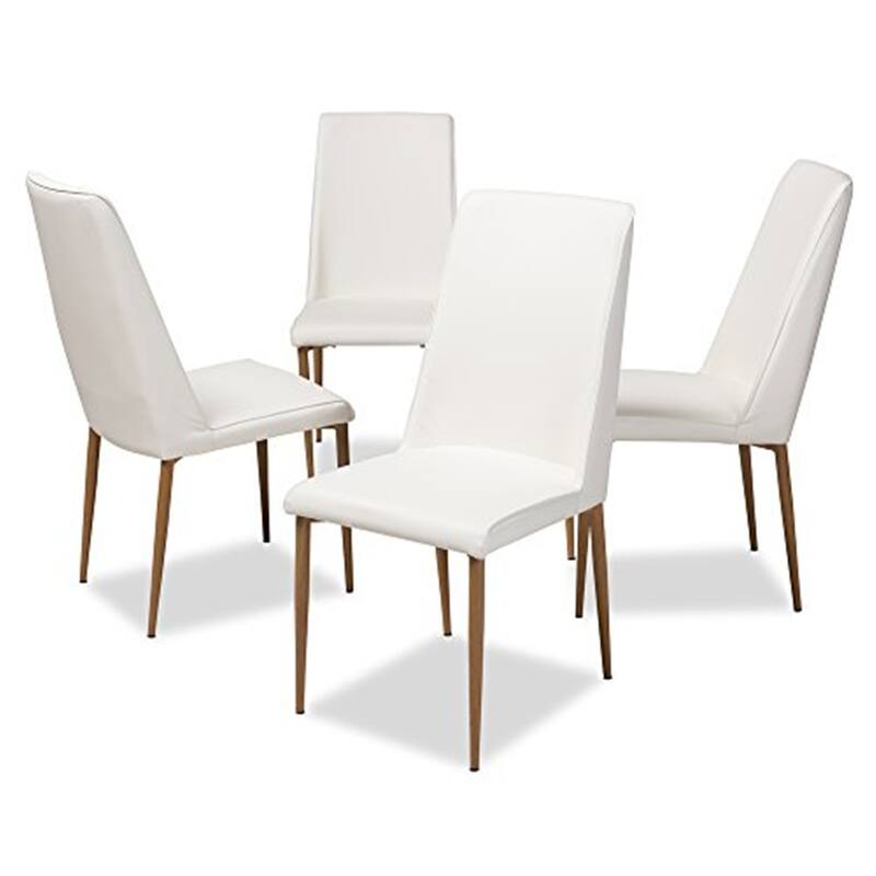 Dining Chair with White Faux Leather Seat, Solid Back, Dining Room Furniture - 33