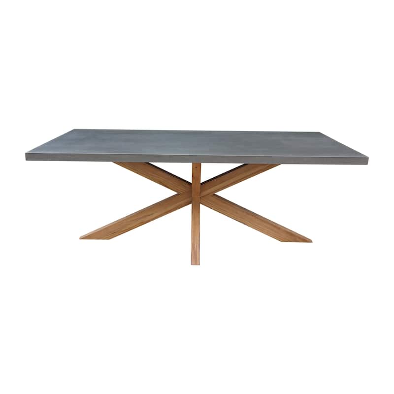 Outdoor Teak Patio Dining Table with Polystone Top