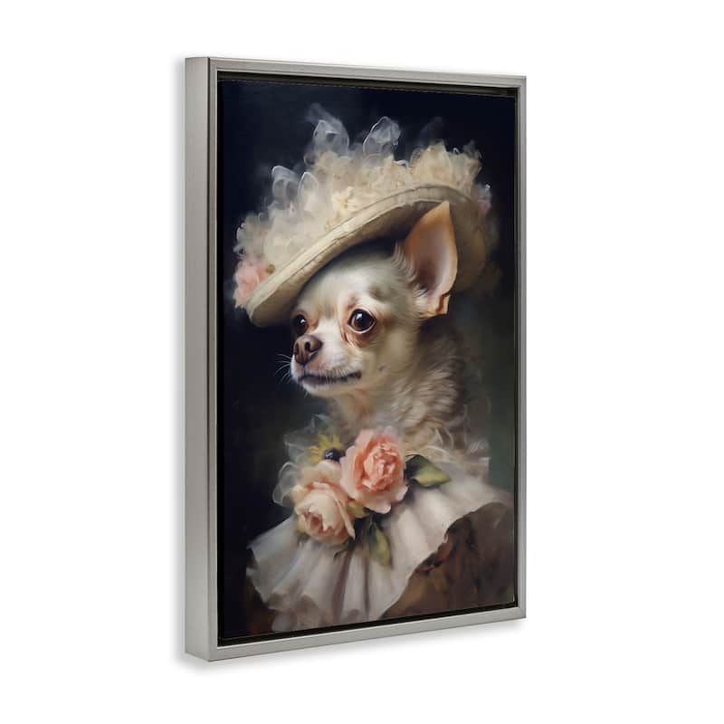 Stupell Classic Fashion Chihuahua Framed Floater Canvas Wall Art Design By Wumples