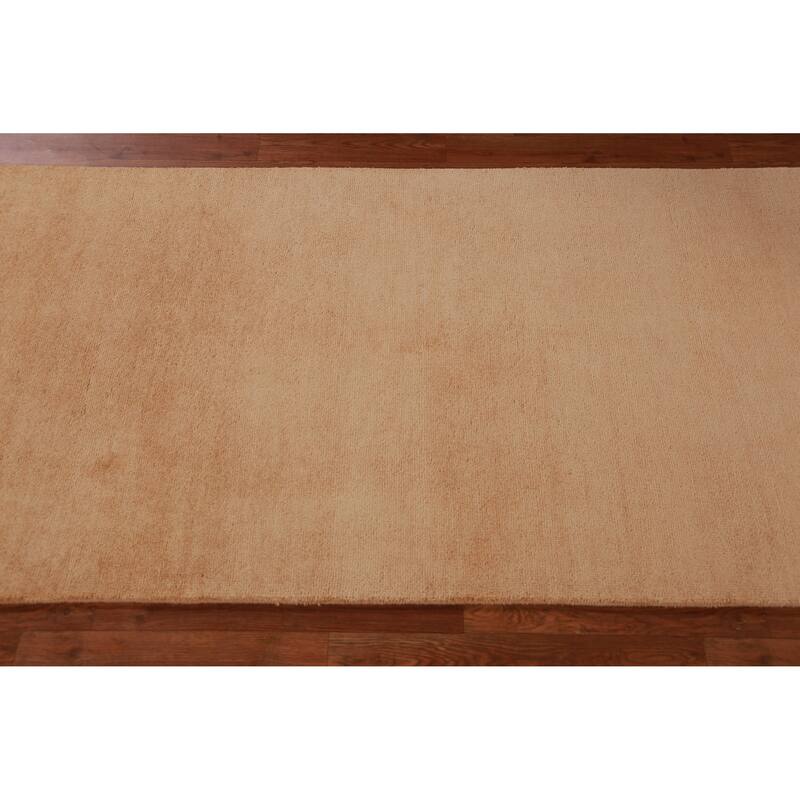 Hand Knotted Oriental 100% Wool Carpet Modern Solid Oranges & Rust Gabbeh Runner Rug - 10' 3'' X 3' 1''