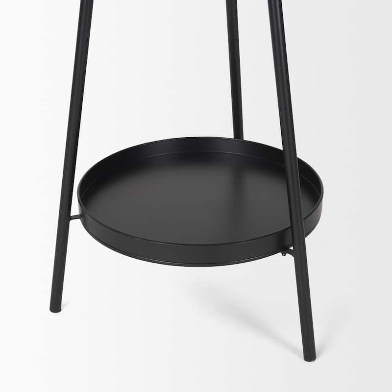 Everett Matte Black Metal w/ Two Metal Shelves Coat Rack - 17.0L x 17.0W x 71.0H - 17.0L x 17.0W x 71.0H